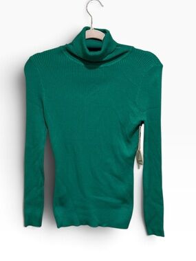 NWT VINTAGE Cocovive Ribbed Turtleneck Sweater in Emerald Green - Women's